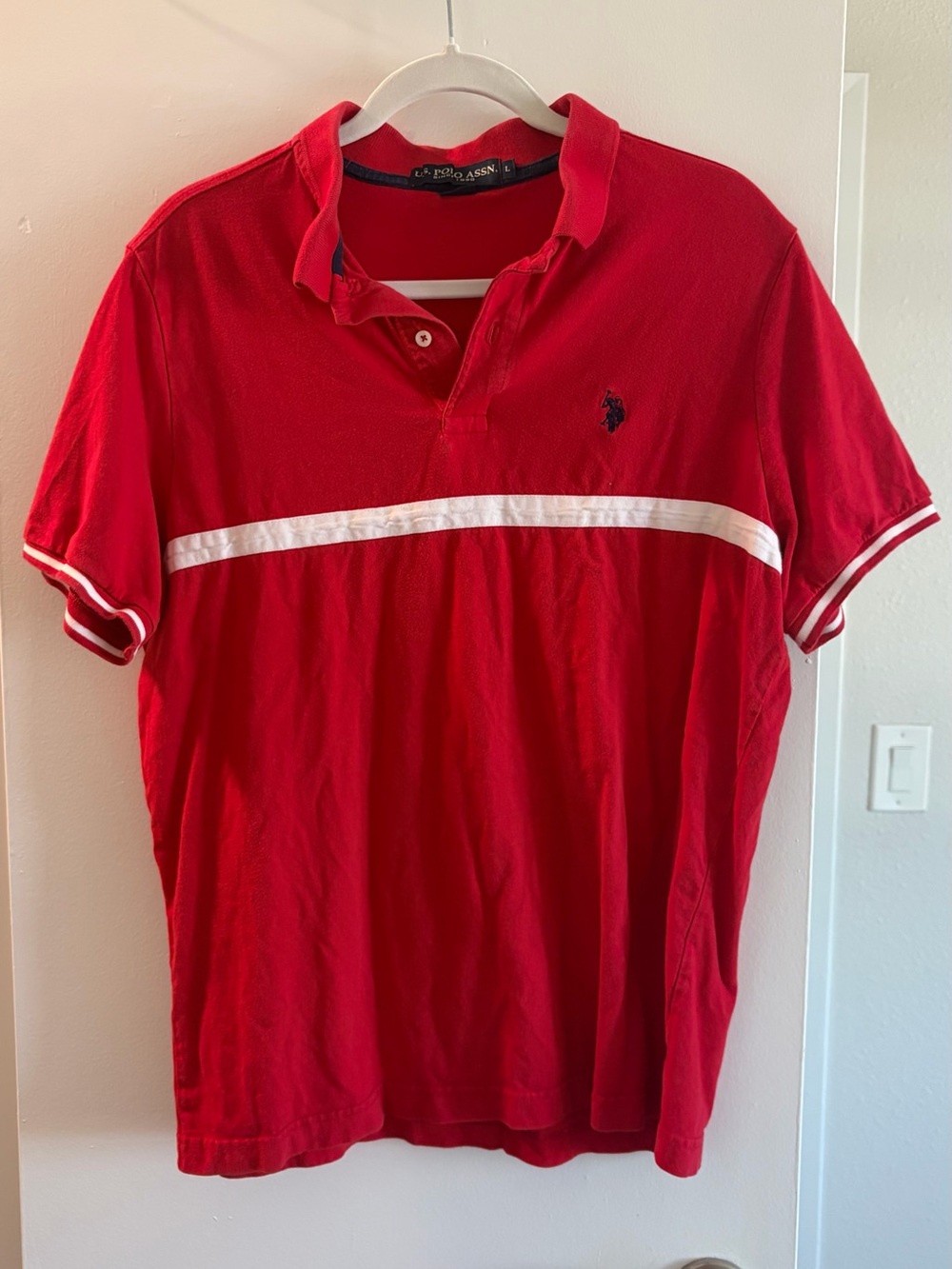 U.S. Polo Assn. Red Polo with White Chest Stripe